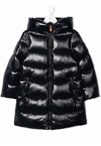 Save The Duck Kids hooded long padded coat - Nero