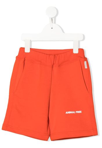 Save The Duck Kids logo-print cotton track shorts - Arancione