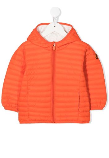 Save The Duck Kids hooded zip-up quilted jacket - Arancione