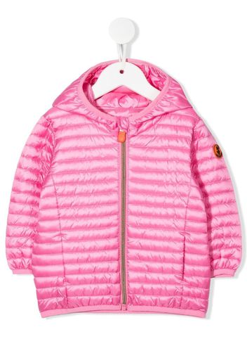 Save The Duck Kids logo-patch hooded puffer jacket - Rosa