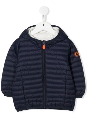 Save The Duck Kids hooded zip-up quilted jacket - Blu