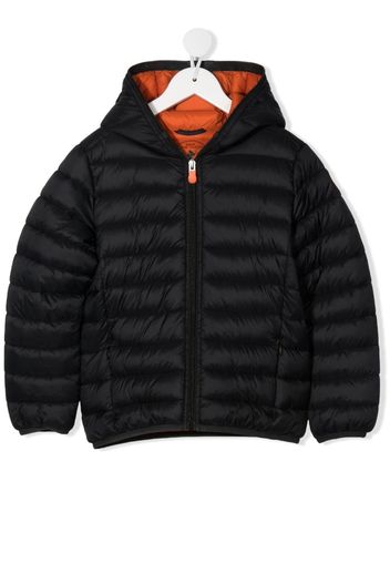 Save The Duck Kids logo-patch hooded puffer jacket - Nero