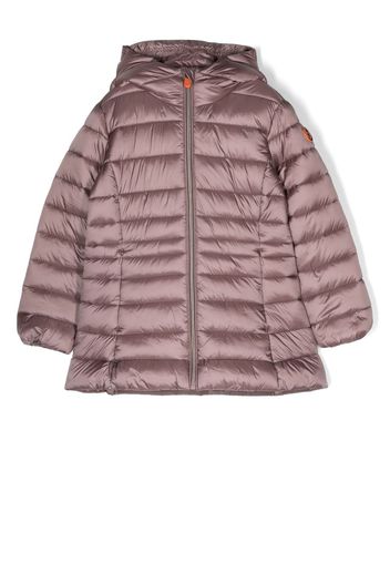 Save The Duck Kids logo-patch zip-up padded jacket - Viola
