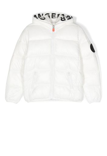 Save The Duck Kids GLUCK logo-patch hooded puffer jacket - Bianco