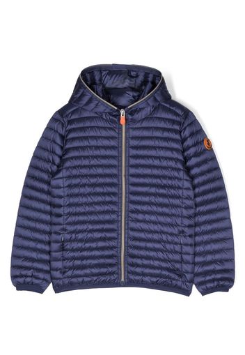 Save The Duck Kids logo-patch hooded padded jacket - Blu
