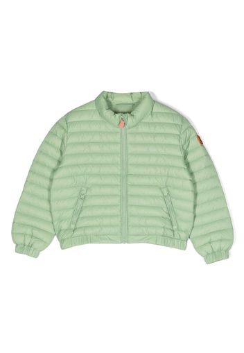 Save The Duck Kids logo-patch padded jacket - Verde