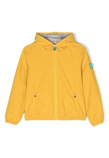 Save The Duck Kids logo-patch zip-up hooded jacket - Giallo