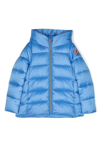 Save The Duck Kids logo-patch hooded padded jacket - Blu