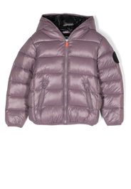 Save The Duck Kids logo-patch hooded puffer jacket - Viola