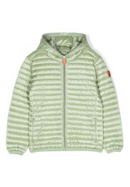 Save The Duck logo-patch padded hooded jacket - Verde