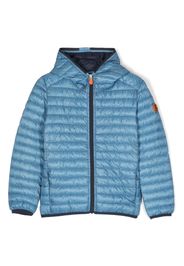 Save The Duck Kids logo-patch hooded jacket - Blu