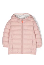 Save The Duck Kids logo-patch padded hooded jacket - Rosa