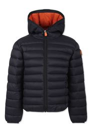Save The Duck Kids logo-patch hooded padded jacket - Nero
