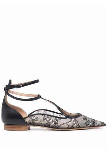 Scarosso Gae floral-lace ballerina shoes - Nero