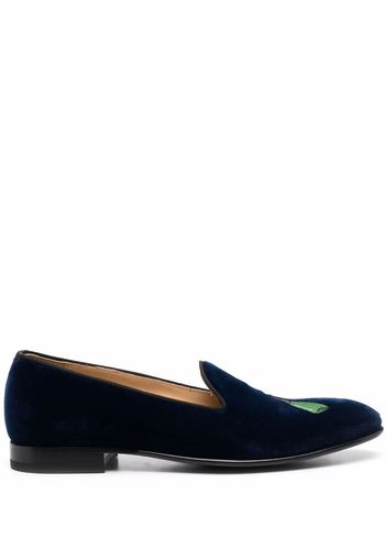 Scarosso Jay embroidered velvet slippers - Blu