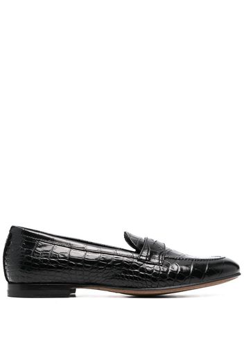 Scarosso crocodile-effect leather loafers - Nero