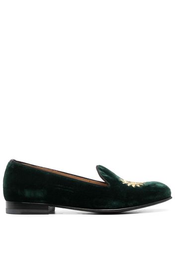 Scarosso embroidered velvet loafers - Verde