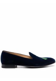 Scarosso Jay embroidered velvet slippers - Blu