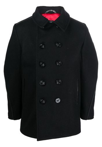 Schott piped-trim double-breasted coat - Nero