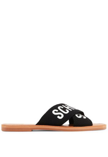 Schutz logo-print flat leather slides - Nero