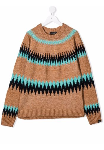 Scotch & Soda Kids zig-zag intarsia jumper - Marrone