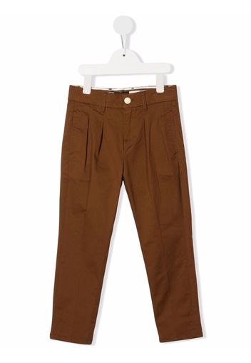 Scotch & Soda Kids pleat-detail cotton chinos - Marrone