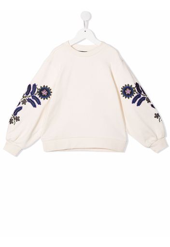 Scotch & Soda Kids floral-embroidered cotton sweatshirt - Toni neutri