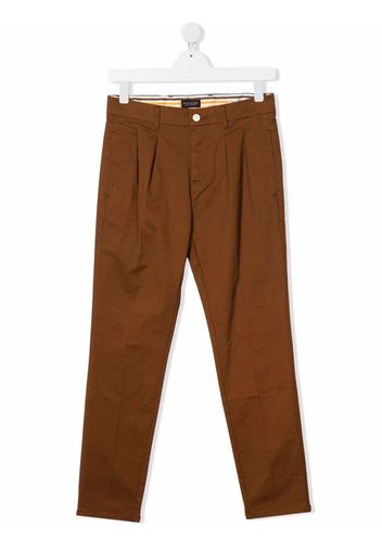 Scotch & Soda Kids TEEN pleat-detail cotton chinos - Marrone