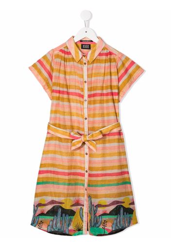 Scotch & Soda Kids stripe-print tied-waist dress - Giallo