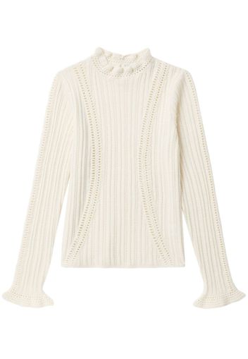 Sea Riva crochet-detailing wool jumper - Bianco