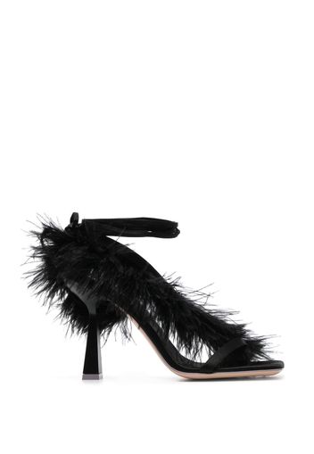 Sebastian Milano Marie A. 110mm feather-trim sandals - Nero