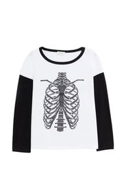Second/Layer long-sleeved skeleton-print T-shirt - Bianco