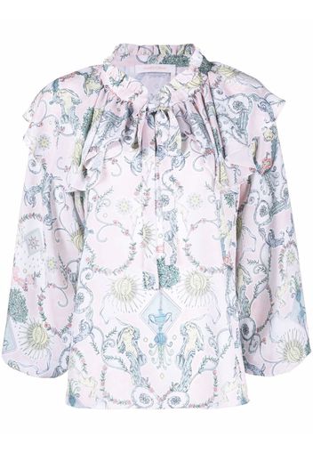 See by Chloé baroque-print ruffled blouse - 6ZA ROSA MULTICOLOR