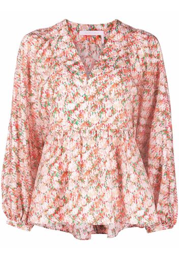 See by Chloé floral-print silk blouse - Rosso