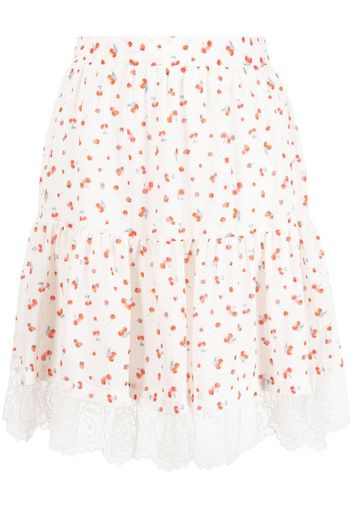 See by Chloé cherry pattern ruched skirt - Bianco