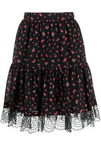 See by Chloé cherry pattern ruched skirt - Nero