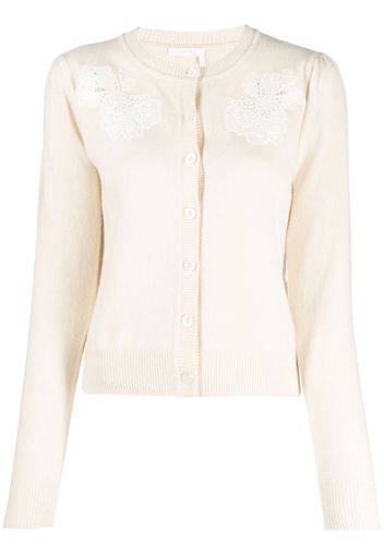 See by Chloé lace-detail fine-knit cardigan - Toni neutri