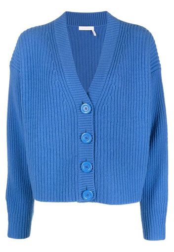 See by Chloé ribbed-knit V-neck cardigan - Blu