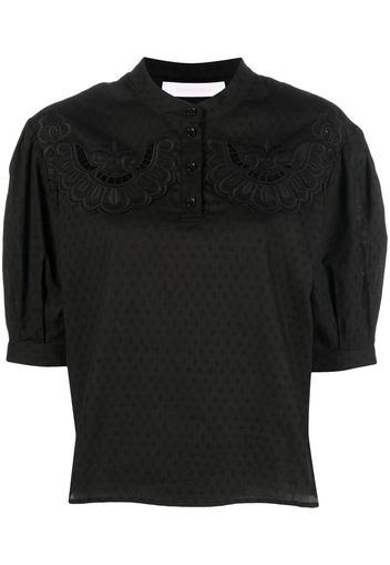 See by Chloé broderie-anglaise puff-sleeve shirt - Nero