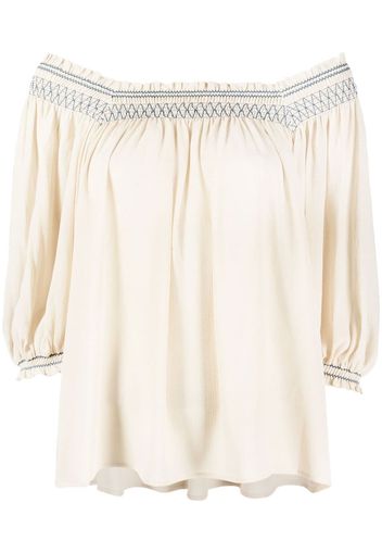 See by Chloé Bardot chevron stitch blouse - Toni neutri