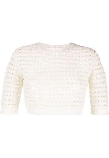 See by Chloé open-knit short-sleeve top - Bianco