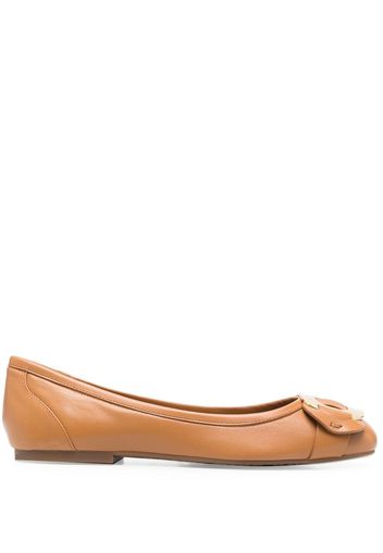 See by Chloé Channy logo-plaque ballerina shoes - Marrone