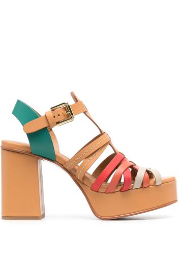 See by Chloé peep-toe 100mm leather sandals - Toni neutri