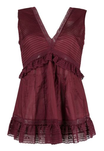 See by Chloé ruffled V-neck sleeveless blouse - Rosso