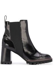 leather chunky heel ankle boots