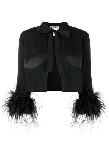 cropped feather-embellished jacket