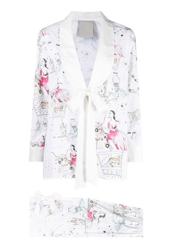 Seen Users horoscope print trouser suit - Bianco