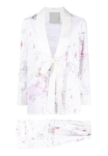 Seen Users Aries horoscope print trouser suit - Bianco