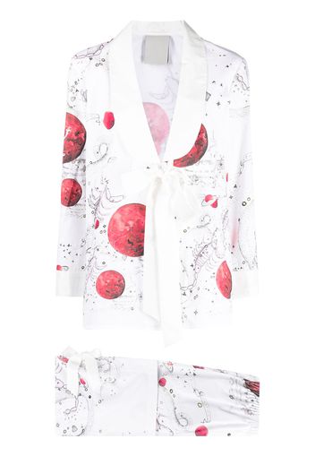 Seen Users space print trouser suit - Bianco