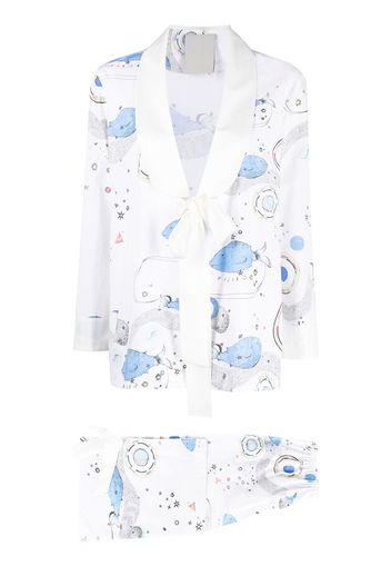 Seen Users pisces horoscope print trouser suit - Bianco